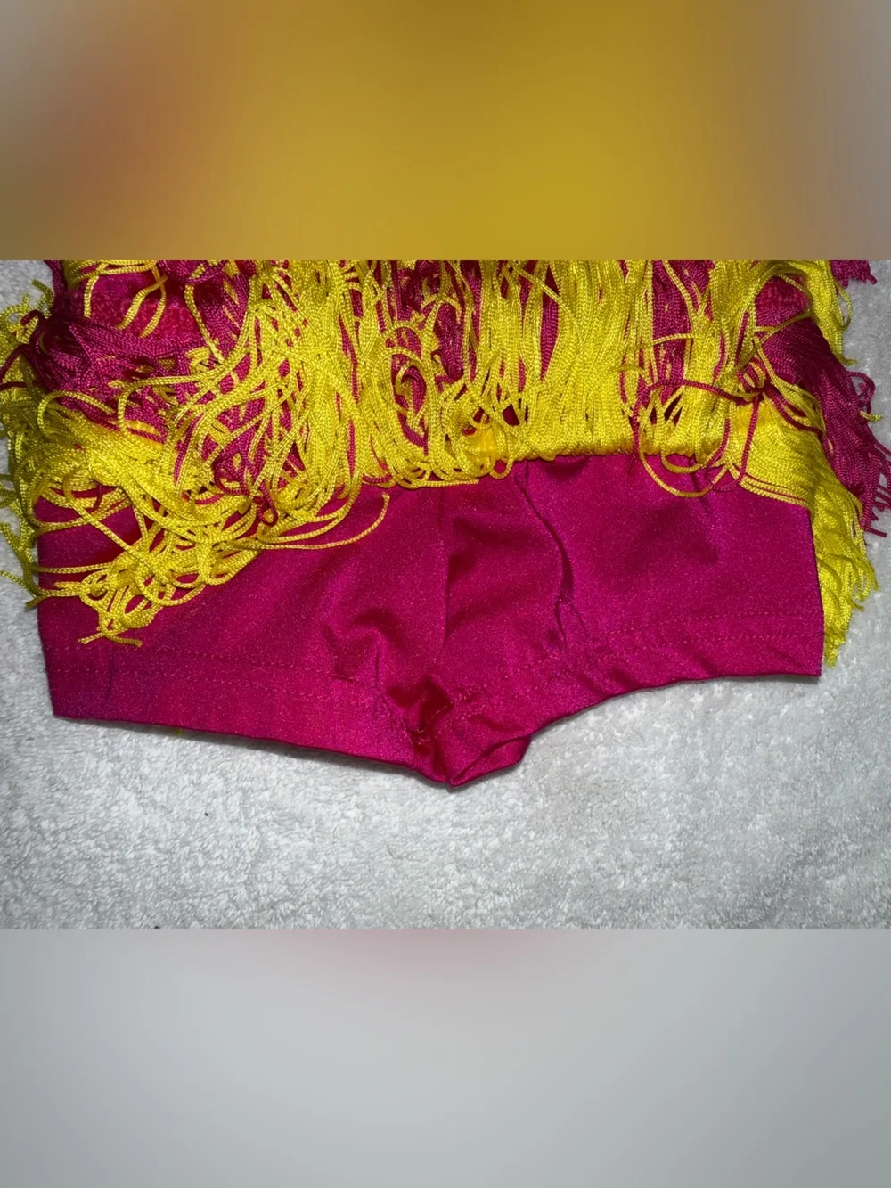 Weissman fuchsia and yellow sequin fringe dance costume‎